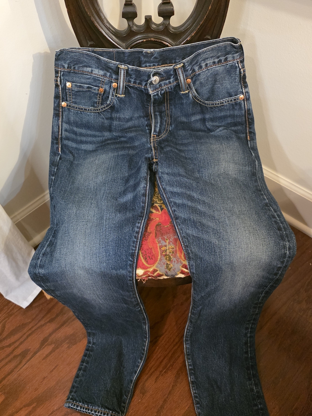90's Levi's 512 Dark Blue Denim Jeans with Copper Stitching